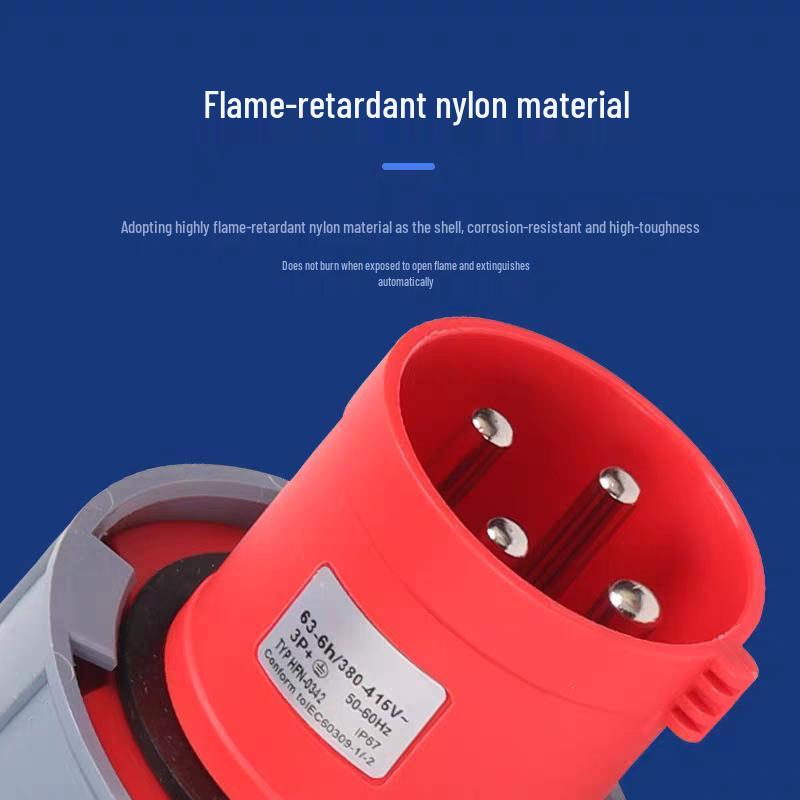 63A/125A Waterproof Aviation Plug Socket: 3-Pin, 4-Wire, 5-Hole, 3-Phase Connector