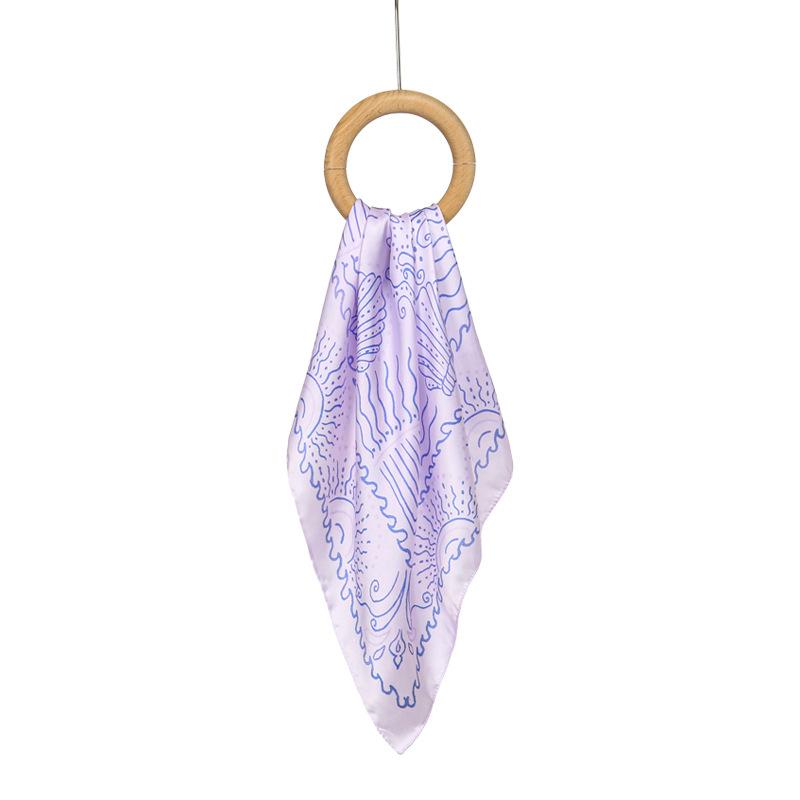 Japanese simple satin 71 * 71CM silk scarf spring and autumn light luxury purple neck protection simulation silk scarf square scarf