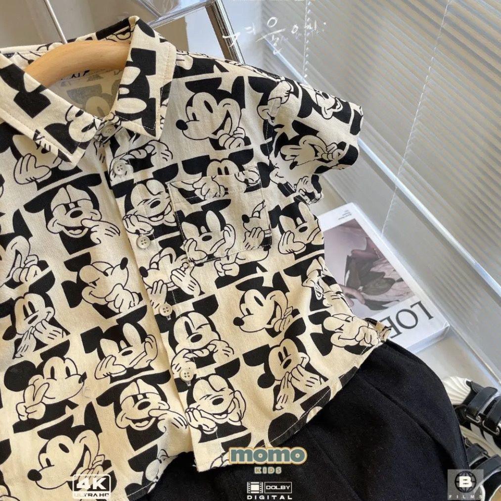 Kids' 2025 Summer Cartoon Print Short-Sleeve Korean-Style Shirts for Boys