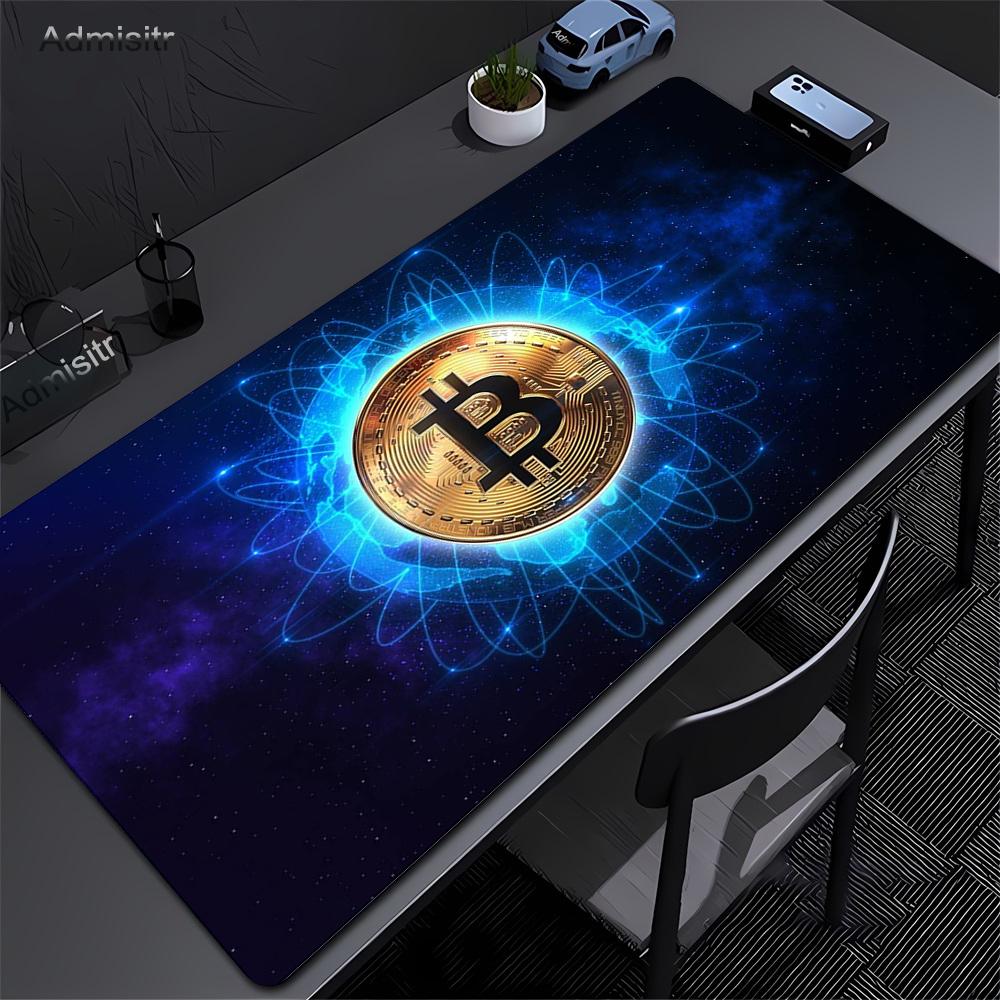 Large Gaming HD Mousepad Bitcoin Mouse Pad Anti-slip Rubber Mouse Mat Computer Gamer Desk Mat Stitched Edge Black Gamer Mousepad