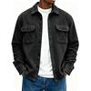 Men's Casual Jacket Turn Down Collar Double Pocket Relaxed Fit Vintage Autumn Outerwear