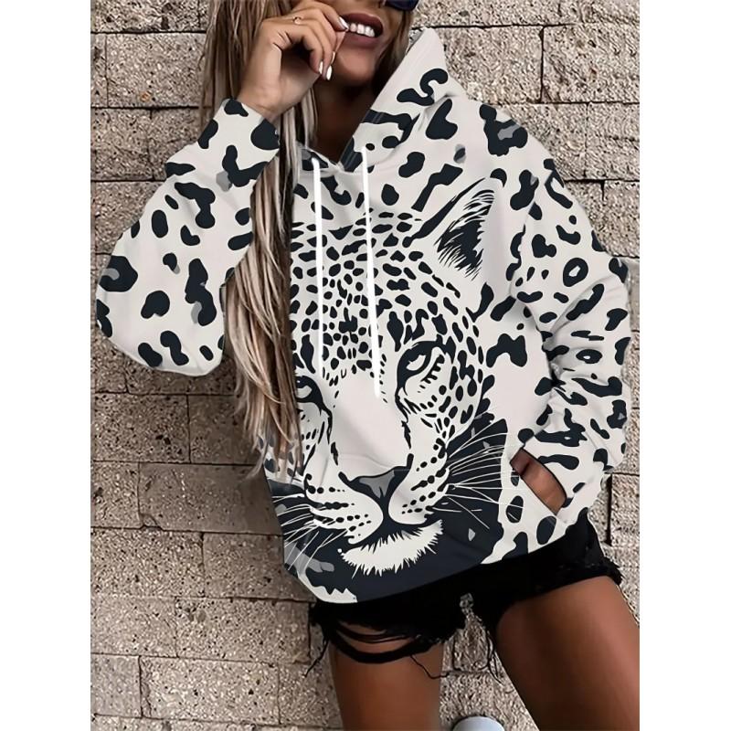 Womens Oversized Hooded Sweatshirt With Botanical Cartoon Print Loose Fit Comfortable Casual Top 2025