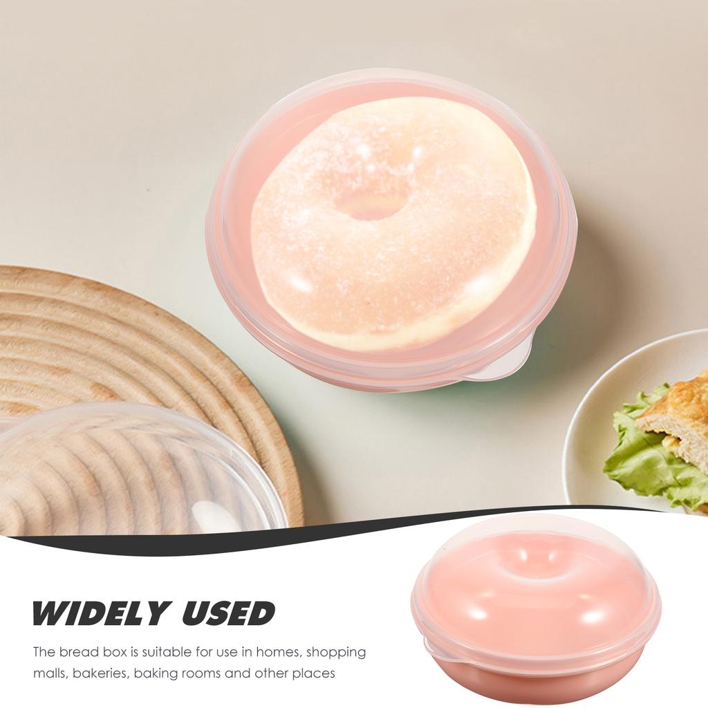 Doughnut Storage Box Portable Microwavable Bread Container Small Size Bread Organizer for Kitchen Countertop