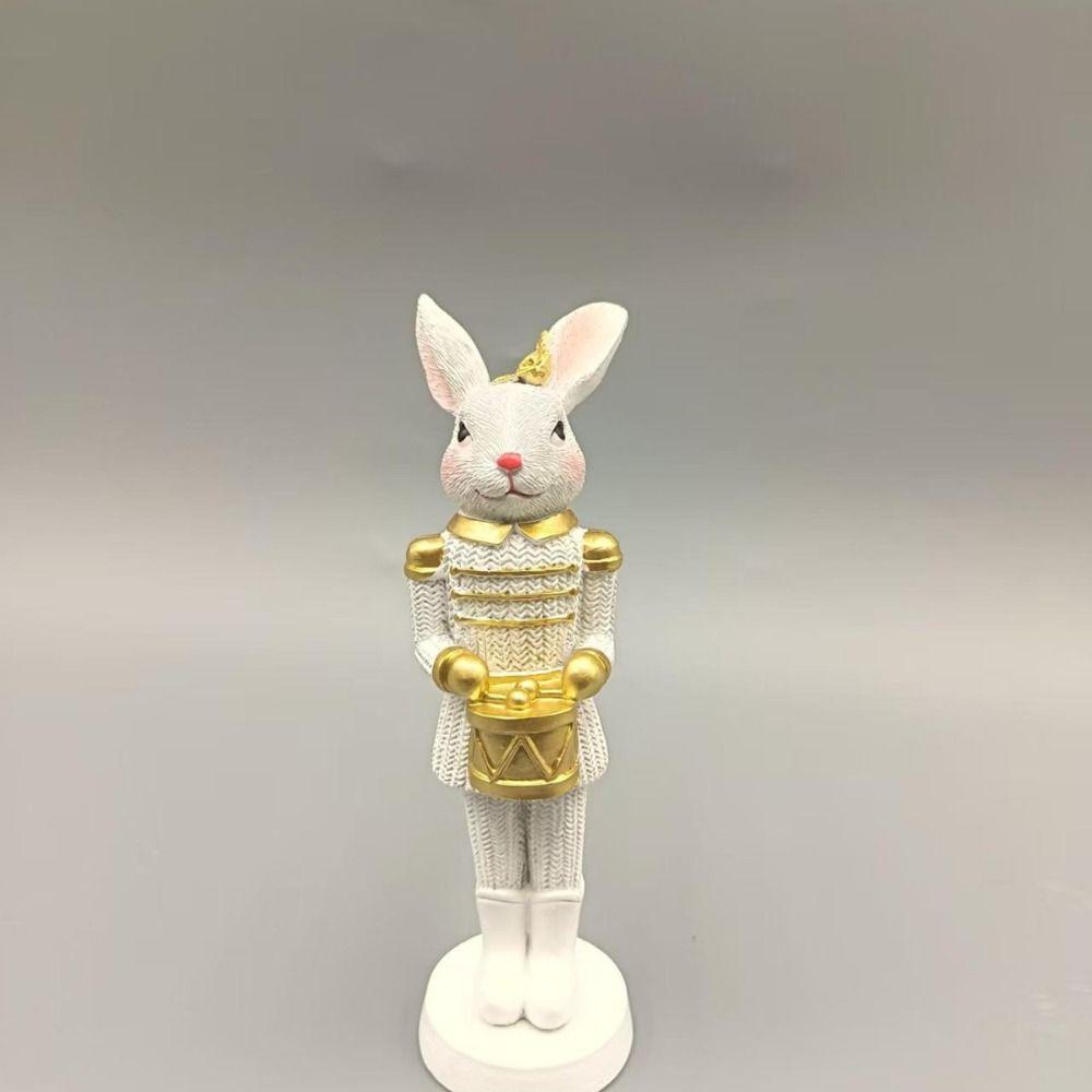 Soldier Style Nut Cracker Rabbit Resin Material Bunny Sculpture Bunny Figurines  Bookshelves Decor