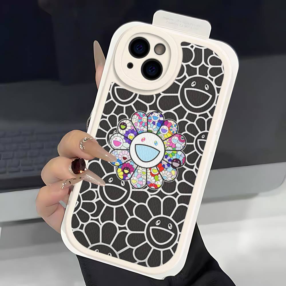 Art Japanese M-Murakami Artisti T-Takash Phone Case For IPhone 16 15 14 11 12 13 Pro Max Plus Back Leather Shell