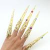 10PCS Ancient Queen Fingernail Claw Rings Gold Nail Rings Suitable for Halloween Cosplay and Belly Dance Showing