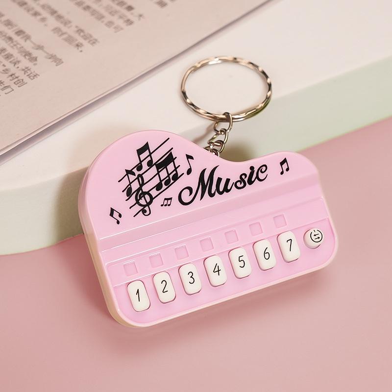 Mini Functional Piano Keychain Playable Buttons Soft Touch Cute Cartoon Music Pattern Creative Gift for Students
