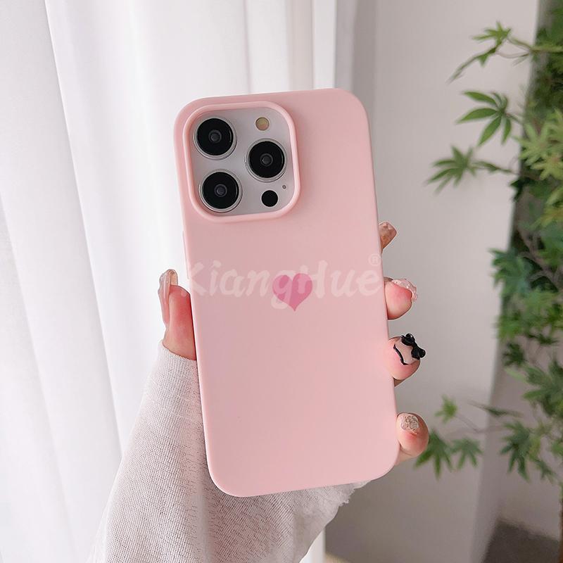 

Candy Color Love Silicone Luxury Case for IPhone 15 14 13 12 Mini 11 Pro XS Max X XR SE 7 8 Plus Matte Ultra Thin Luxury Cover for iPhone X XS рожевий