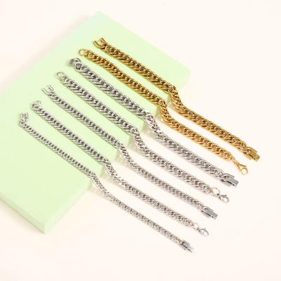 Stainless Steel Bracelet Cuban Chain Double Woven Two-sided Grinding, Hip-hop Trendy Simple Flow Jewelry for Men and Women