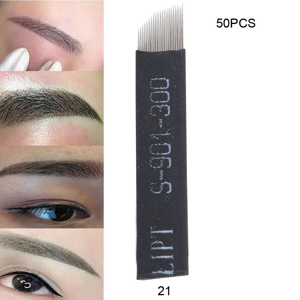 50pz Aghi per Microblading Sopracciglia Sopracciglia Occhi Labbra Aghi per Tatuaggio 9 12 14 16 21 Punte