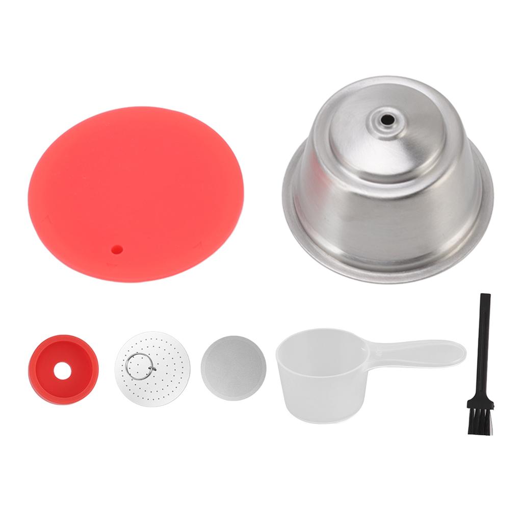 Stainless Steel Refill Coffee Capsules Reusable Coffee Filter Cup Set with Powder Cover for Dolce