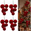 Wine Red Flocked Christmas Ball Ornaments Set Of 6 Tree Hanging Decor Holiday Party Home Festive Decoration