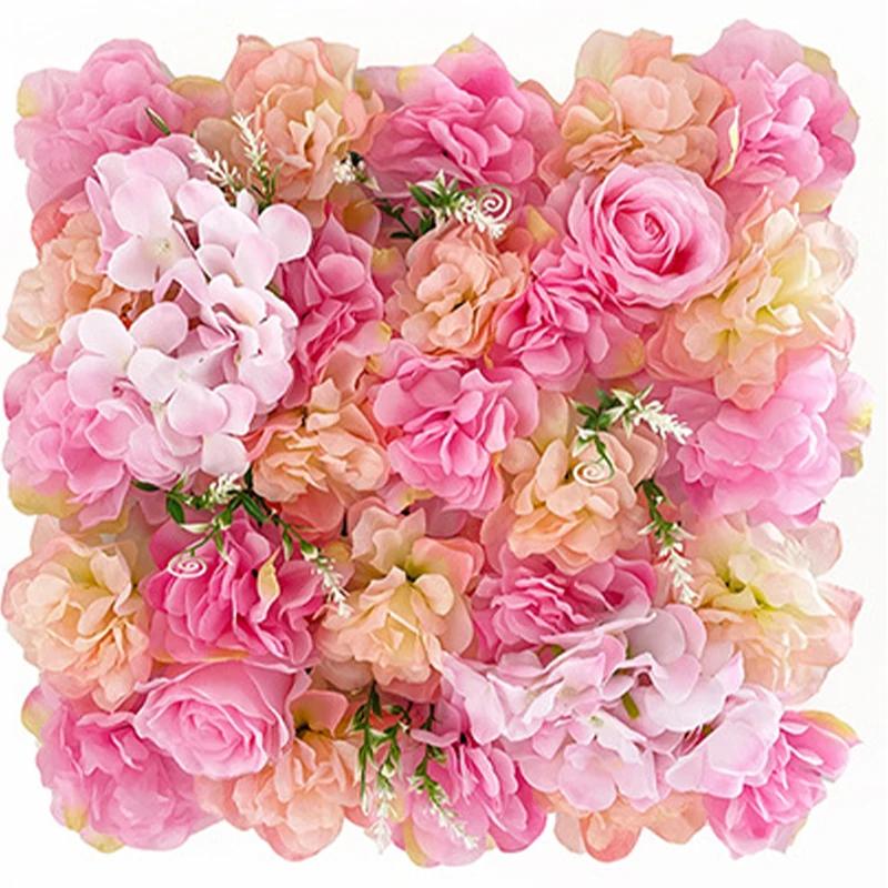 1PC 35cm Color Artificial Rose Flower Wall Panels Faux Rose Flower Row Stage Backdrop Layout Wedding Proposal Party Home Decor