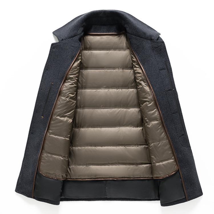 Men's Woolen Coat with Removable Liner - Casual & Business Winter Jacket for Middle-Aged