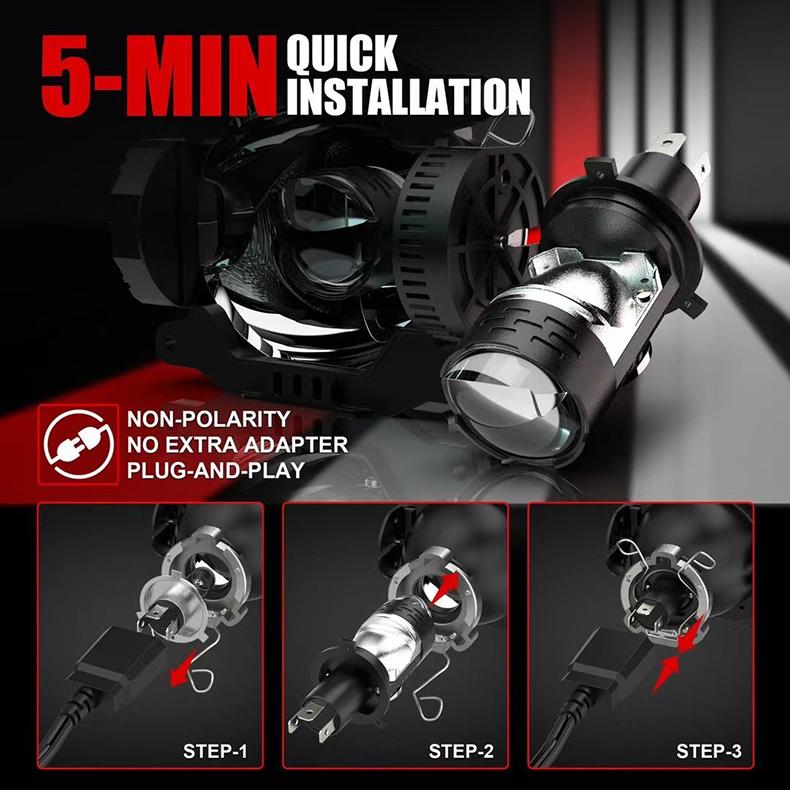 H4 Bi LED Projector Motorcycle Headlight Bulbs CANBUS Turbo Car Bulb H4 High Low Beam Fog Lamp Plug&Play 12V 24V