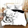 Music Note White Quilt Duvet Cover Set Bedding Super King Single Queen Double
