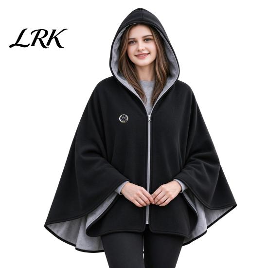 Beheizte Loungewear für Zuhause USB-Schal-Decke mit Kapuze, 3-stufig verstellbarer warmer Poncho, Tragbare Thermowickel für Damen, Reißverschluss vorne, Fleece, Büro