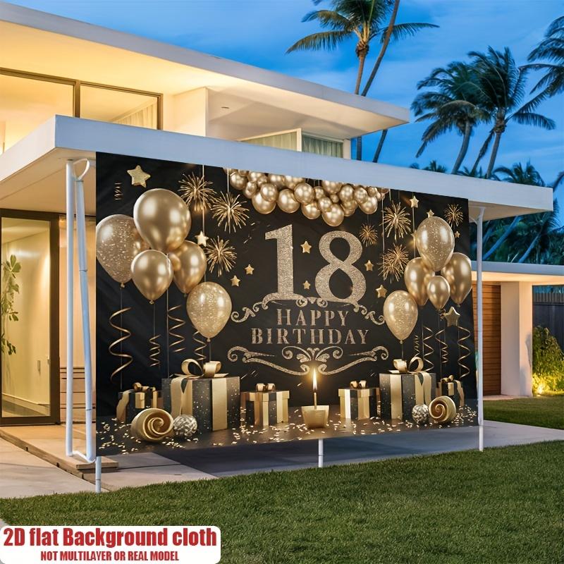 18th Birthday Party Backdrop Polyester Banner Photo Booth Decoration 96