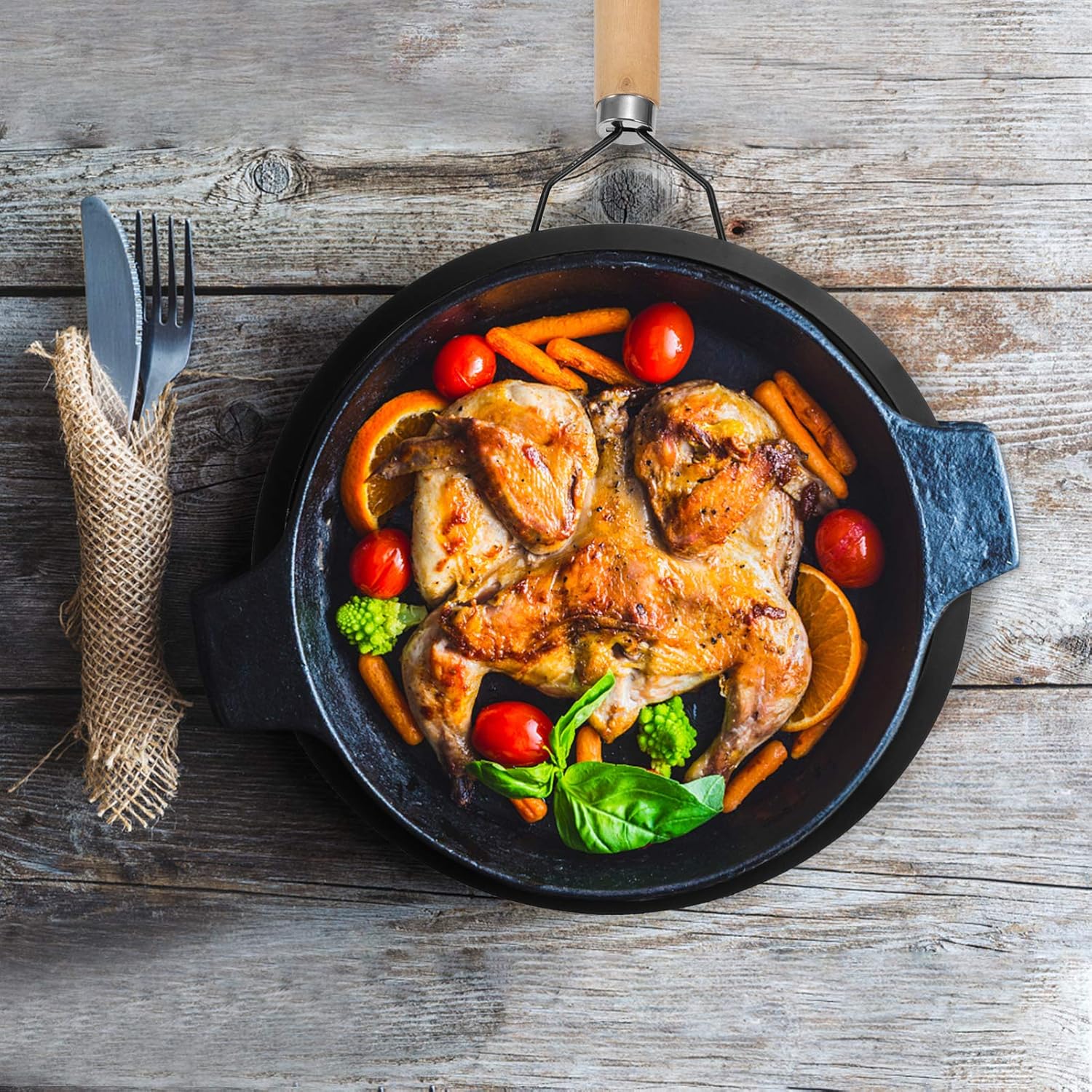 YARDWE 2pcs Cast Iron Heat Diffuser Plate Heat Induction Diffuser with Handle Cookware Induction Hob Heat Diffuser for All Stove (8. 6inch/ 22cm)