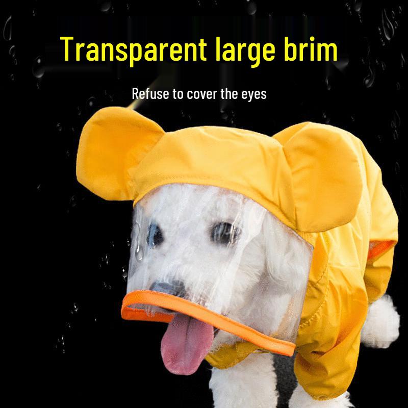 Cartoon Waterproof Full Coverage Raincoat for Small & Medium Dogs - Four-Legged Poncho for Rainy Day Outdoor Use