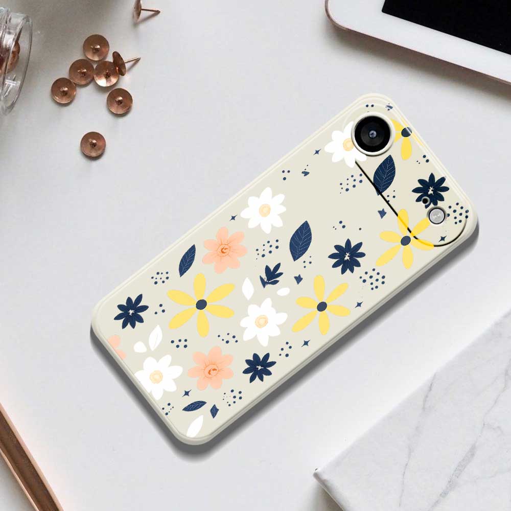 For iPhone 17 Air Case Colorful Floral Blue Leaves Pattern Printing Straight Edge TPU Phone Back Cover