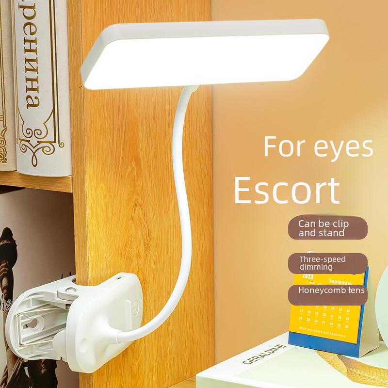 Rechargeable Clip-on LED Desk Lamp for Eye Protection - Ideal for Studying, Reading, and Bedside Use in Student Dorms, Children's Rooms