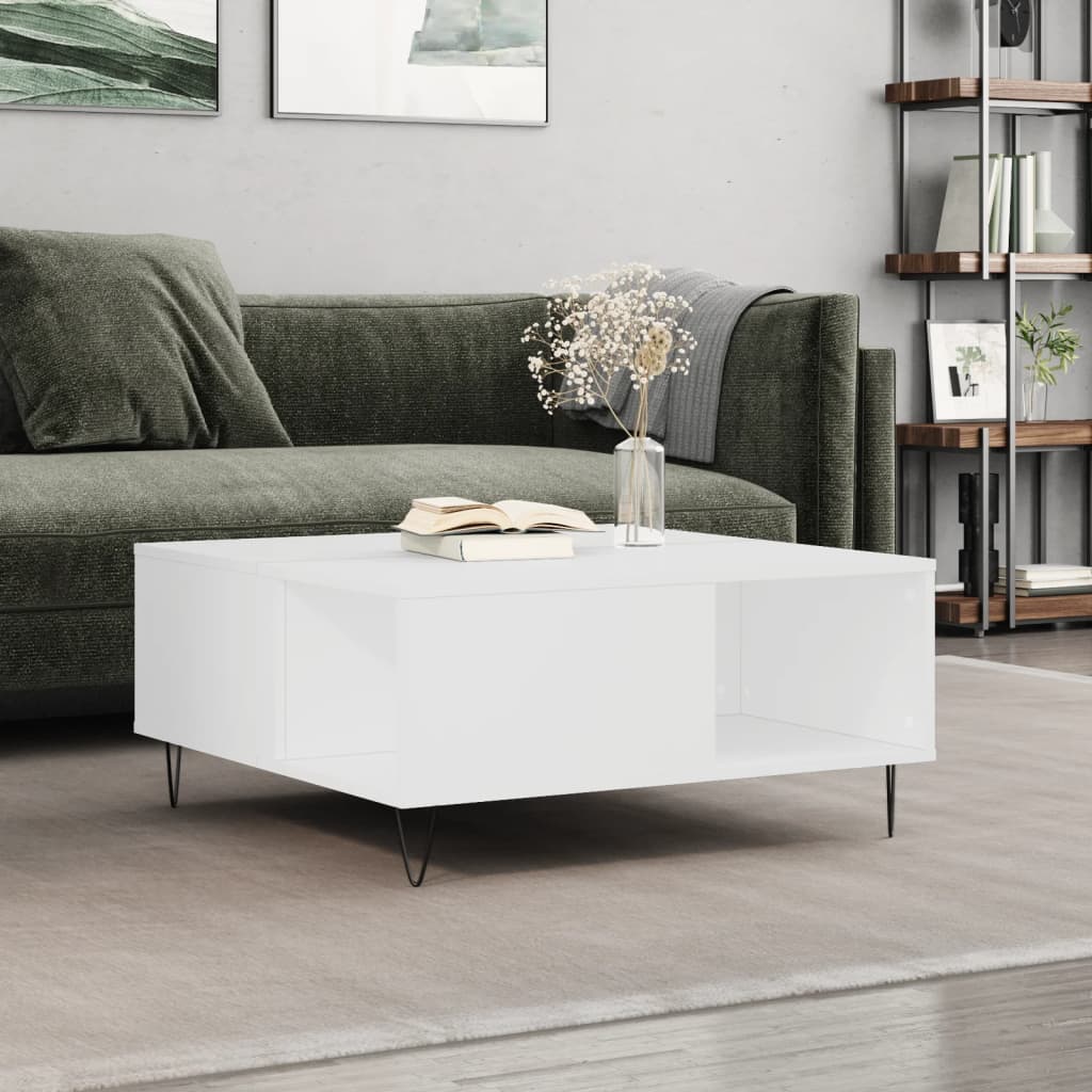 Coffee Table, White 80X80X36.5 Cm, Wood-Based Material