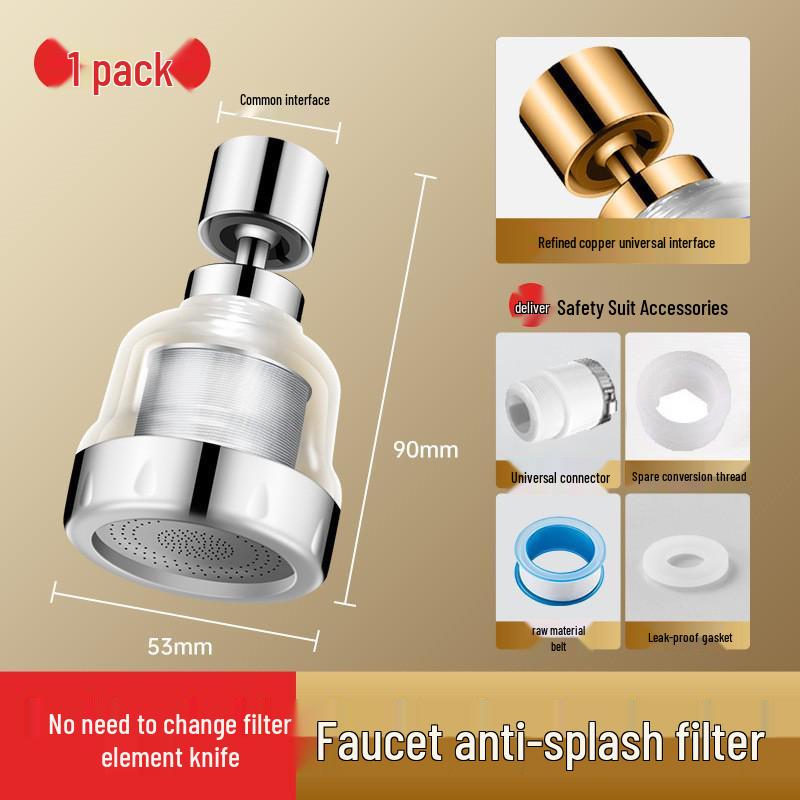 Universal Faucet Extension Tube with Shower Head, Kitchen Filter, and Aerator for Pressurized Water Flow