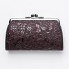 [Inden-ya] INDEN-YA Genuine Inden Leather Coin Purse with a Parent-Child Clasp, Purple with Black Lacquer, Floral Arabesque Pattern  Authentic