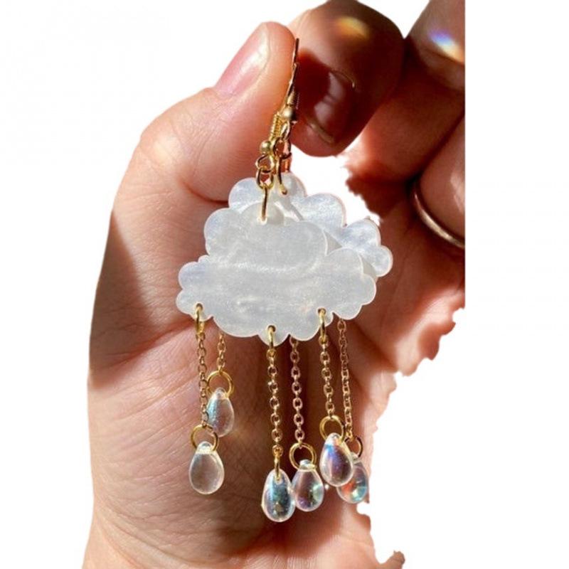Crystal Teardrop Rain Cloud Handmade Acrylic Earrings