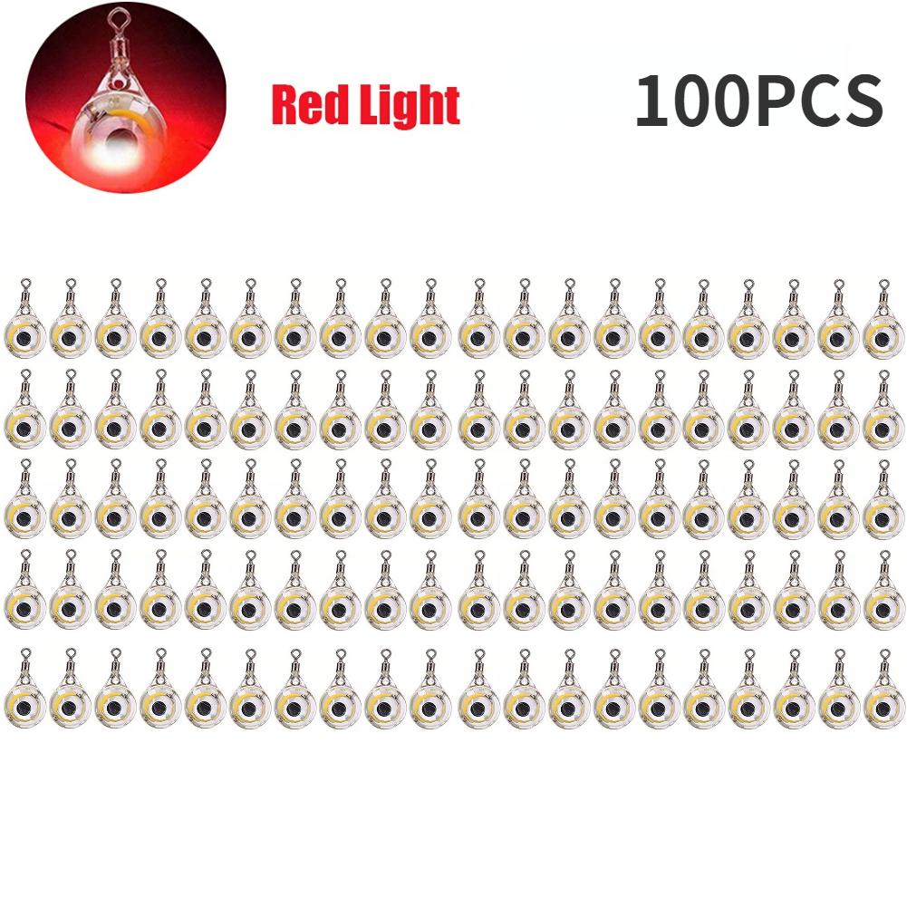 10-200pcs Mini Fishing Lure Light LED Deep Drop Underwater Eye Shape Squid Fish Bait Luminous Lure for Attracting Fish