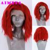 Blue Short Bob Wig Loose Curly Lace Front Wigs for Women 13x4 Free Part Heat Resistant Natural Hairline Daily WearCosplay
