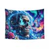 Psychedelic Skull Halloween Tapestry Wall Hanging Printed Polyester Tapestry Ins Throw Rug Blanket Wall Decor Tapiz