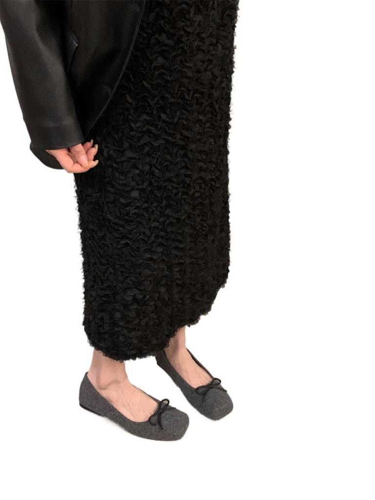 Flat-bottomed French Square Head Versatile Single Shoes Women's Shoes 2025 New Spring and Autumn Bow Retro Suede Commuter Shoes