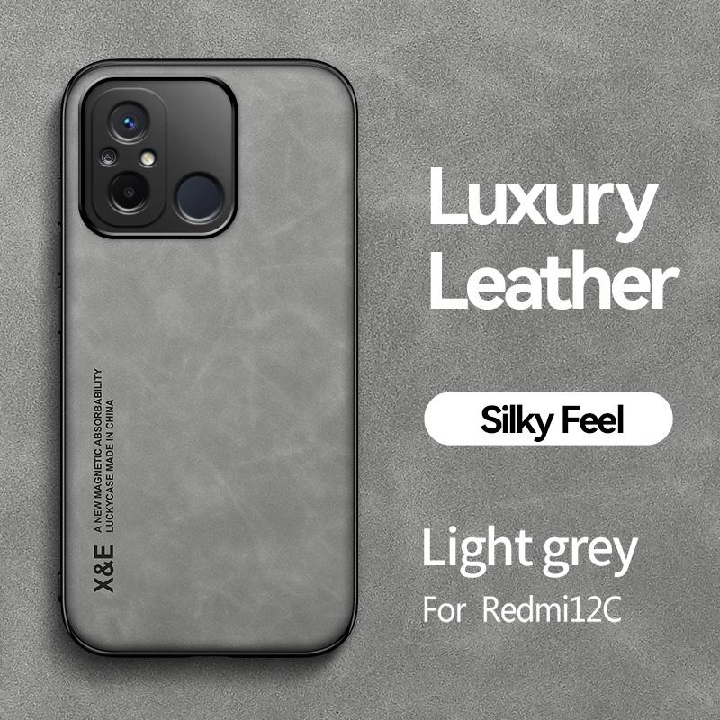 For Xiaomi Redmi 12C Case Luxury Leather Magnetic Car Holder Phone Cases For Xiaomi Redmi 12C 12 C Redmi12C Soft TPU Back Cover