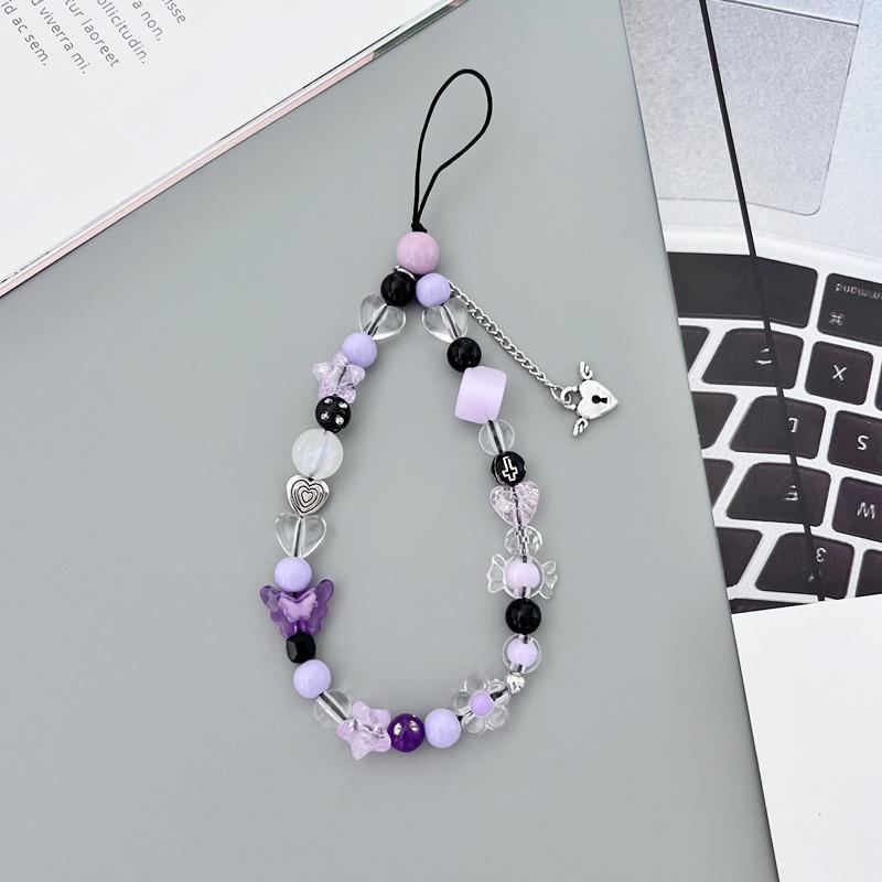 Aesthetic Beaded Phone Charms With Cute Butterfly Heart Pendants Colorful Acrylic Beads For Teen Girls Gifts Phone Decoration