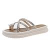 Premium sandals women's new summer fashion rhinestone butterfly toe thick-soled cool slippers
