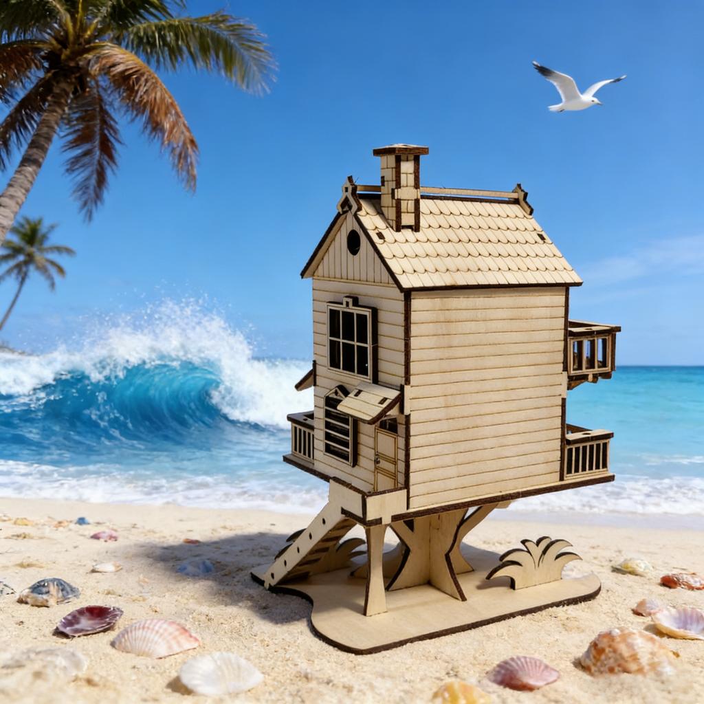 1 Wooden 3D Puzzle Cabin DO-IT-YOURSELF Wooden Assembly Miniature Imaginative Holiday Decor Present Perfect Ideal for Family Assembly