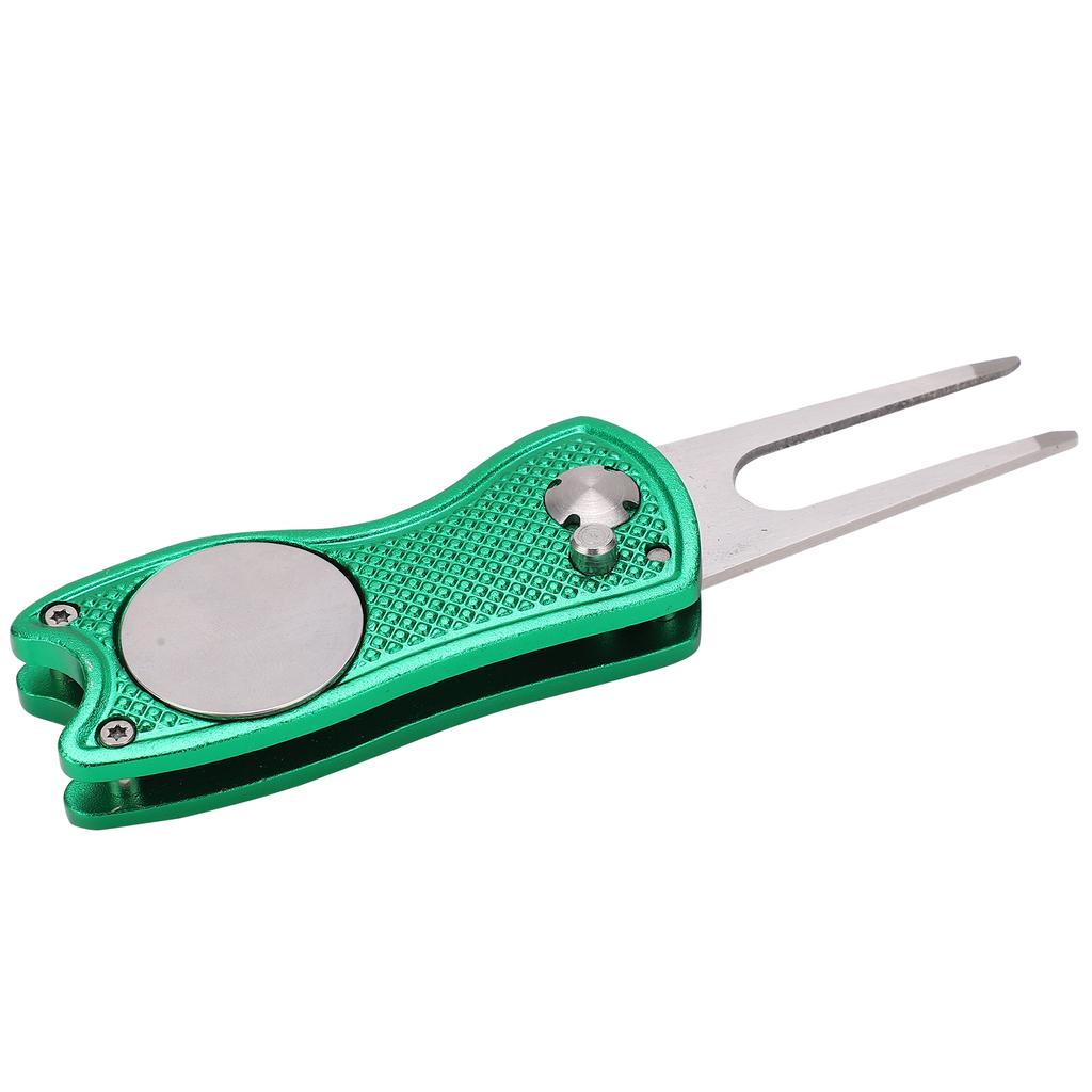 Stainless Steel Golf Pitchfork Foldable Golf Divot Tool Switchblade Tool Divot Repair ToolGreen