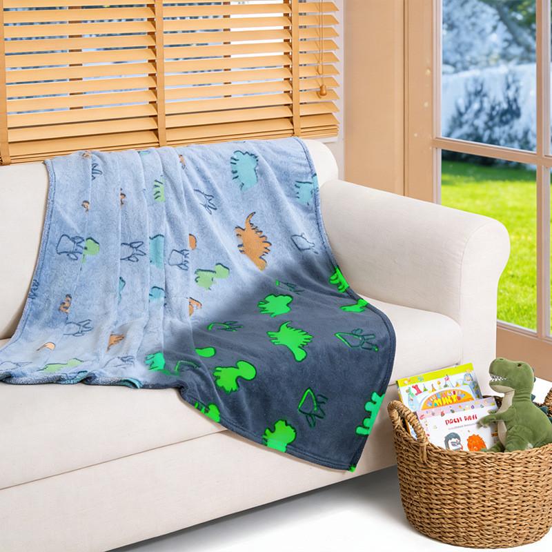 Cartoon Light Up Fleece Blanket With Glow Effect For Kids Bedroom Decor