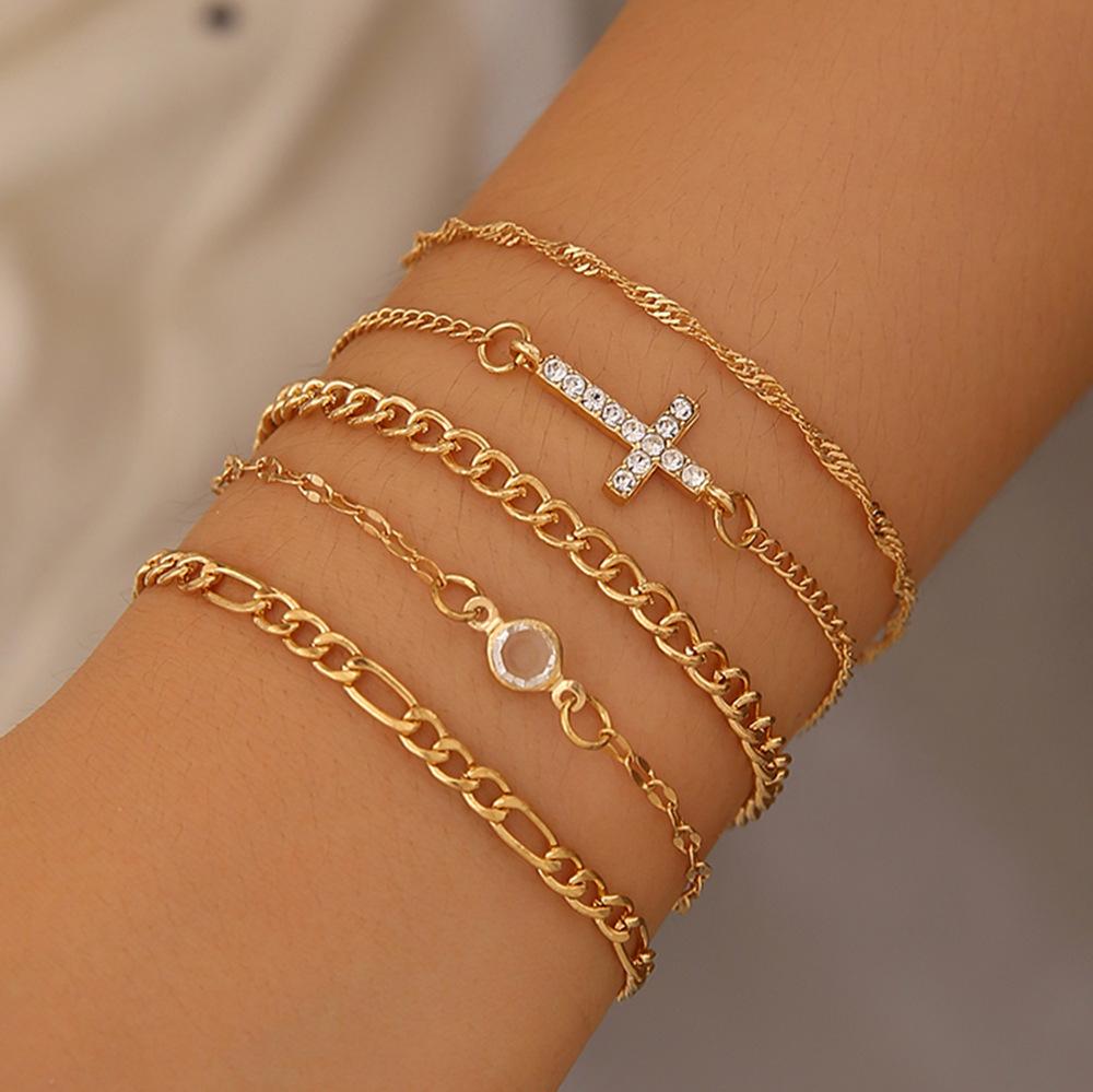 Hot-selling simple cross shape bracelet set multi-layer stacked jewelry