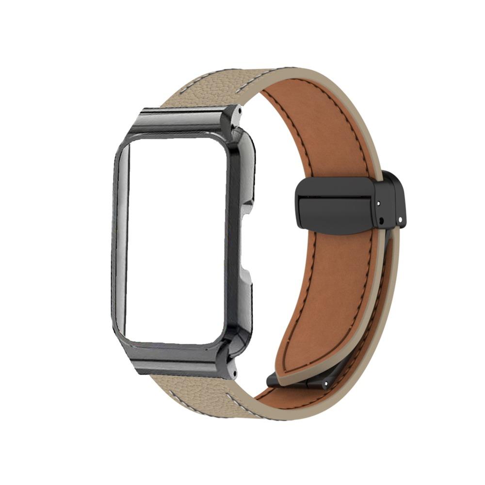 Leather Metal Strap With Protective Case For Huawei Band 11 Huawei Band 11 Pro Replacement Watch Band