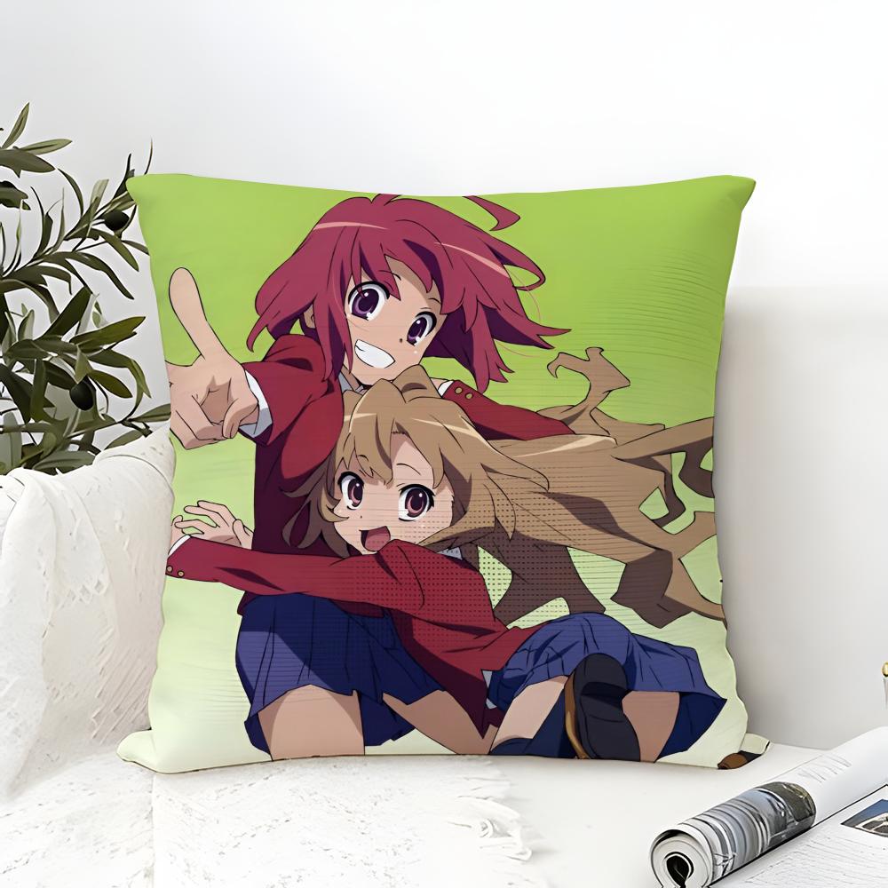 Anime TToradora Pillow Case Cotton Linen Fabric Square Zipper Pillowcase Home Decorative Living Room
