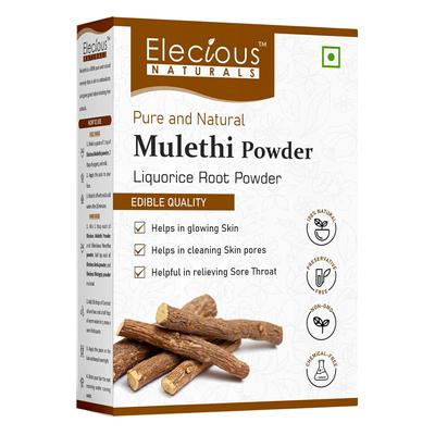 Elecious Mulethi Pulver für Gesicht, Haare, Essen, Yashtimadhu Pulver, Lakritze (Lakritze) Puder für die Haut, essbare Haare und Hautpflege, natürlich, 200g