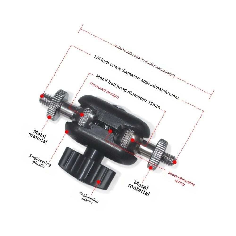 Stable Double Ball Head Bracket 1/4''Screw Action Camera Holder for Camera Monitor Video Light Mic