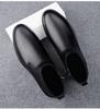 Cross-border Men's High-Top Leather Boots, Autumn/Winter, Slip-on Cowhide with Side Zipper, Large Size, Plus Velvet Warm Cotton.