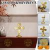 Chinese Fengshui Statues Good Luck Ornaments Golden Bullion Yuanbao Windmill Copper Miniature Wealth Living Room Office Decor