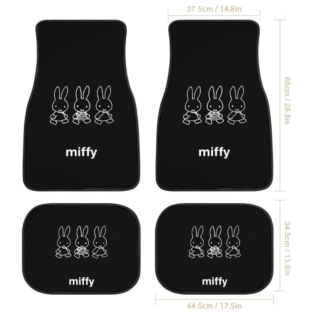 Miffy Floor Easy Protective Car Set of for Light and Standard Cars Mats, Waterproof, Washable, Anti-Slip, Stain-Resistant, Customizable,