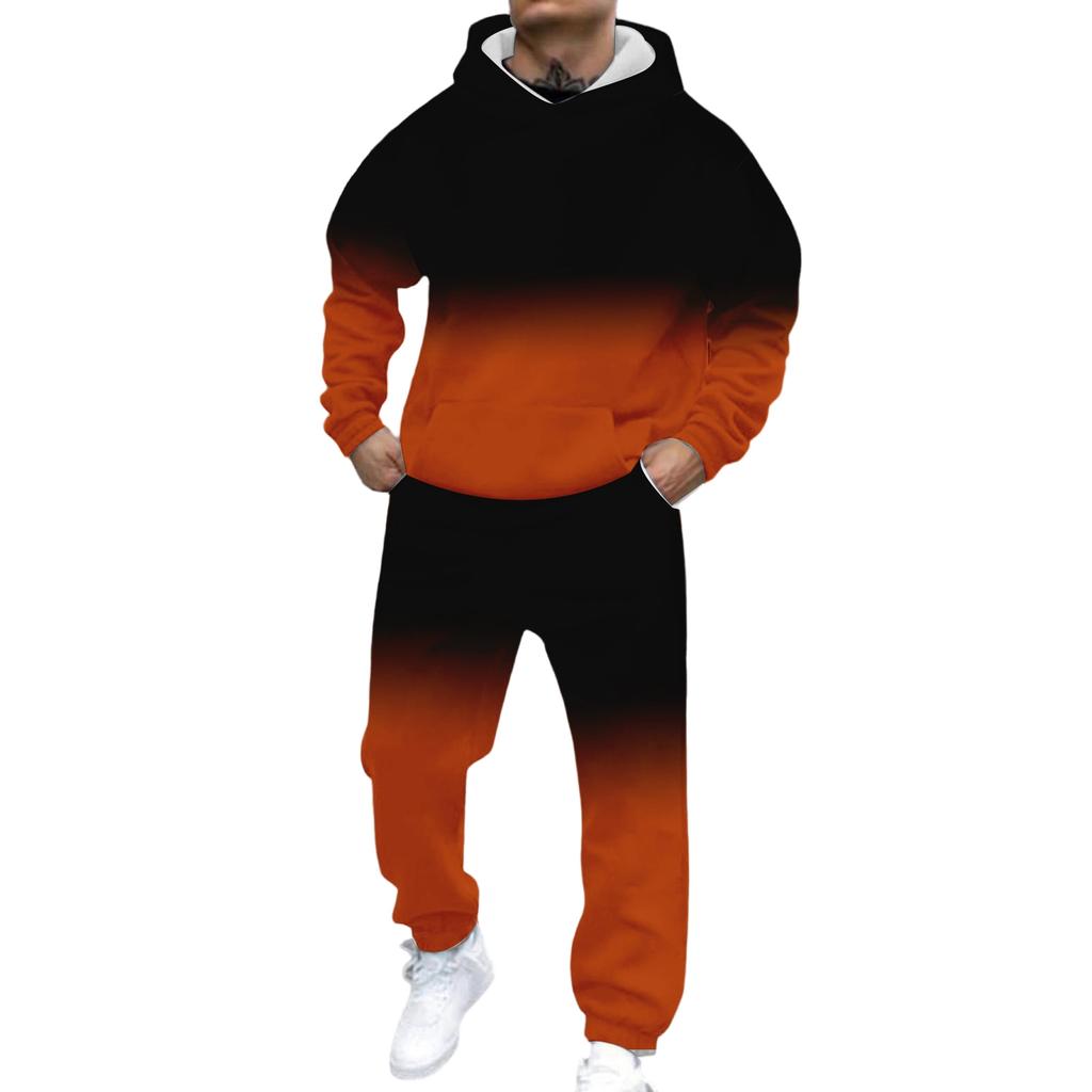 Herren Casual und personalisiert bedrucktes Langarm-Kapuzensweatshirt, Herren Sport-Sweatshirt und Sweatpants zweiteiliges Set