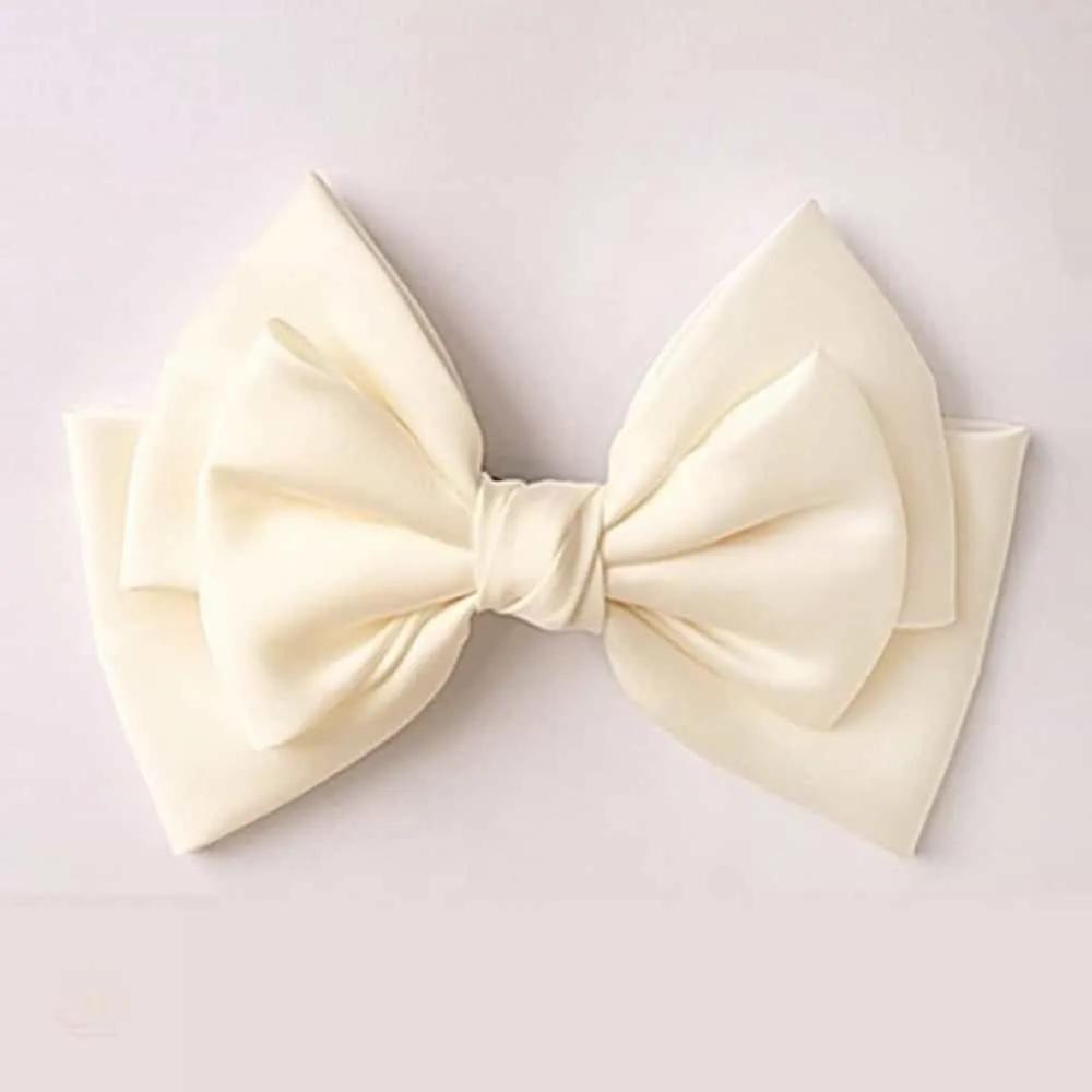 ASSHOP White Silk 3-Tier Knot Hair Pin Luxurious Ribbon Pin